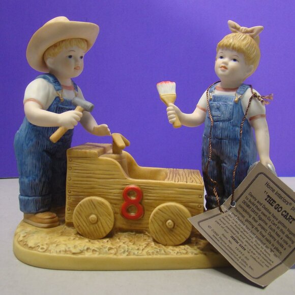HOMCO DENIM DAYS "THE GO CART" PORCELAIN FIGURINE #15352-00 Farm with hang tag - Picture 1 of 16